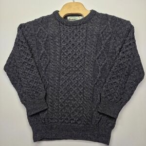 Aran Crafts Fisherman Sweater Mens Medium Charcoal Grey 100% Wool Ireland Cable